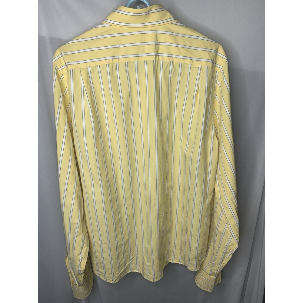 Mens XL VTG Y2K Aerocrombie & Fitch Yellow‎ Striped Muscle Button Down Shirt - Picture 6 of 9